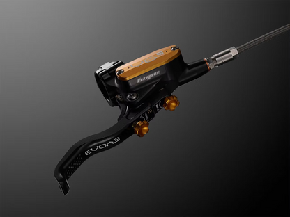 Par de frenos HOPE TECH 4 EVO V6Ti con latiguillos metálicos - Edición limitada negro/dorado