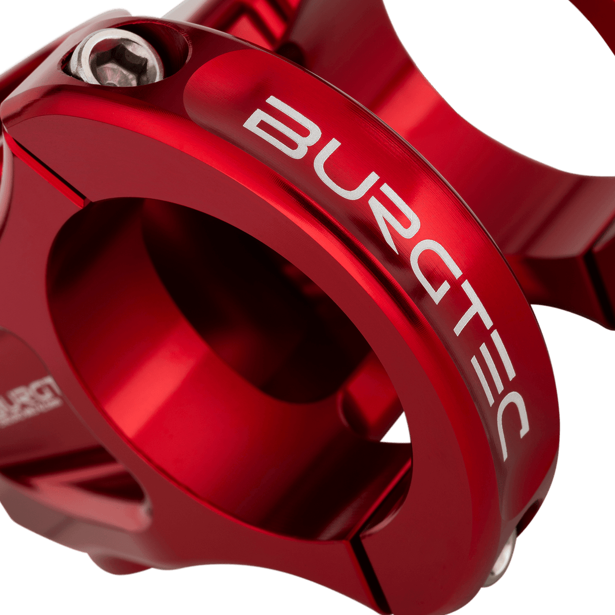 Potencia BURGTEC ENDURO MK3 roja — detalle de la sujeción del manillar