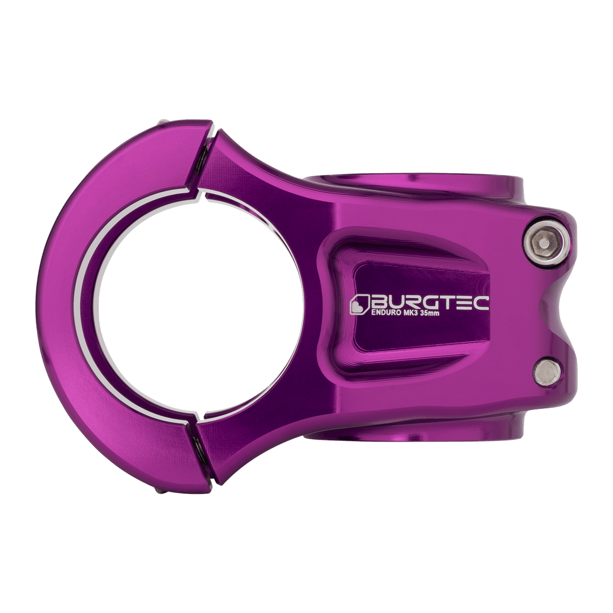 Potencia BURGTEC ENDURO MK3 violeta — vista de perfil
