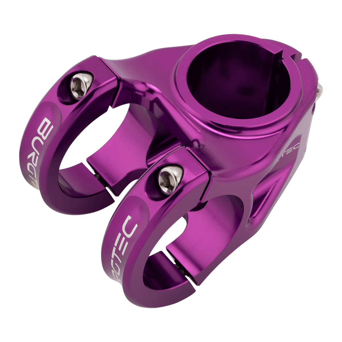 Potencia BURGTEC ENDURO MK3 violeta — vista superior en tres cuartos
