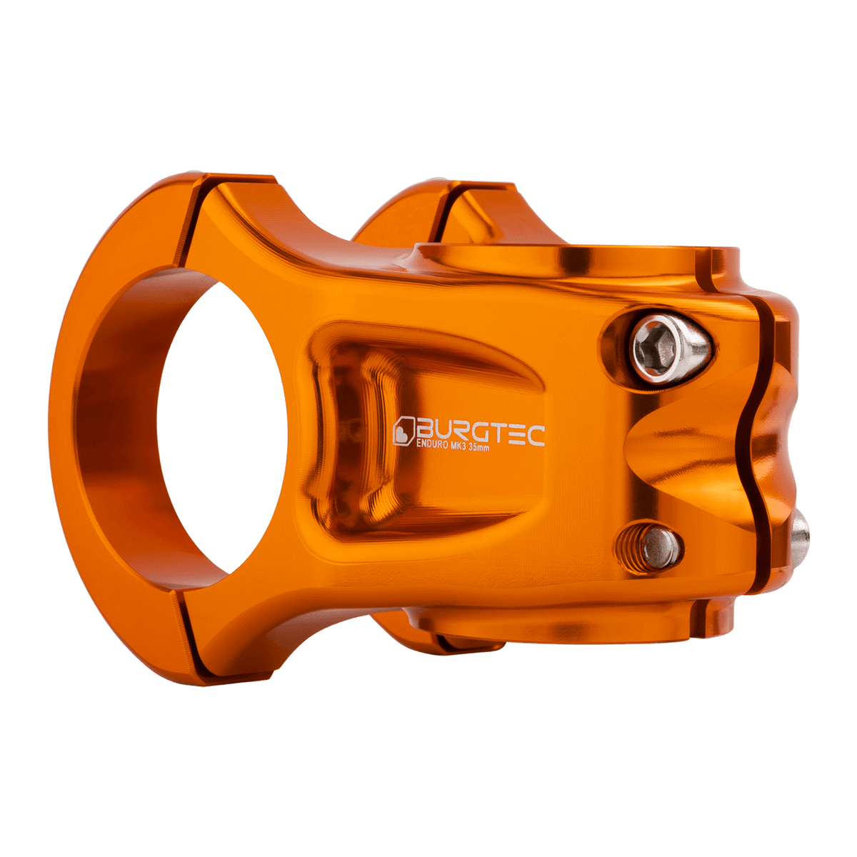 Potencia BURGTEC ENDURO MK3 naranja — vista trasera en tres cuartos
