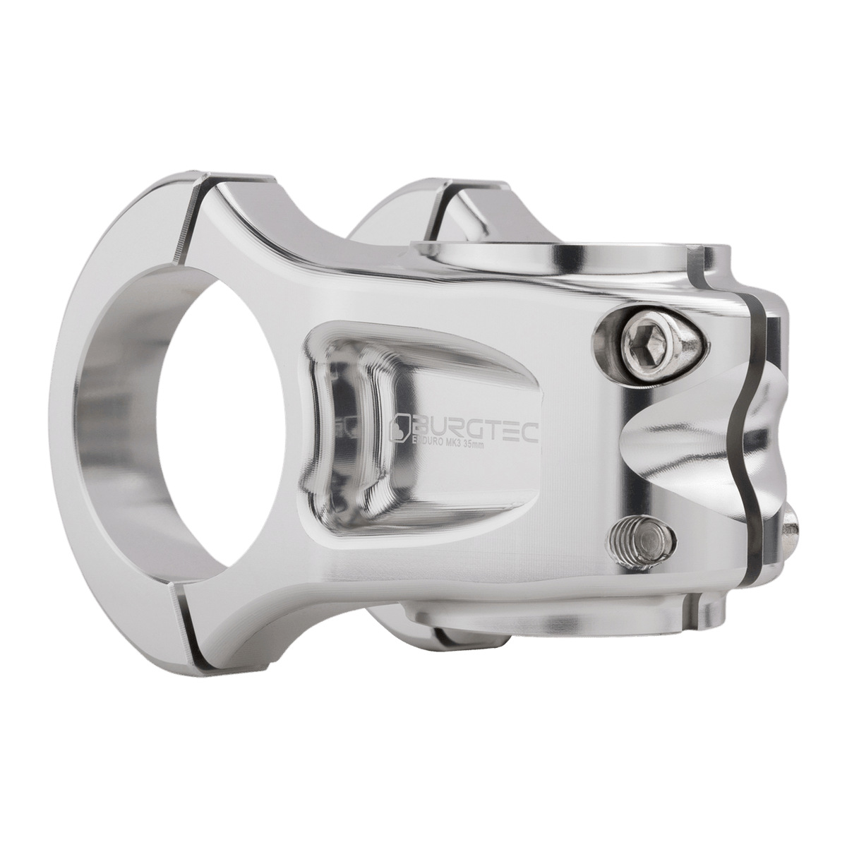 Potencia BURGTEC ENDURO MK3 plateada — vista trasera en tres cuartos