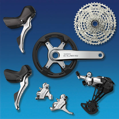 Maneta Izquierda y Pinza Delantera SHIMANO CUES U6030 Mono Flatmount Sin Disco - Edición Polish Silver