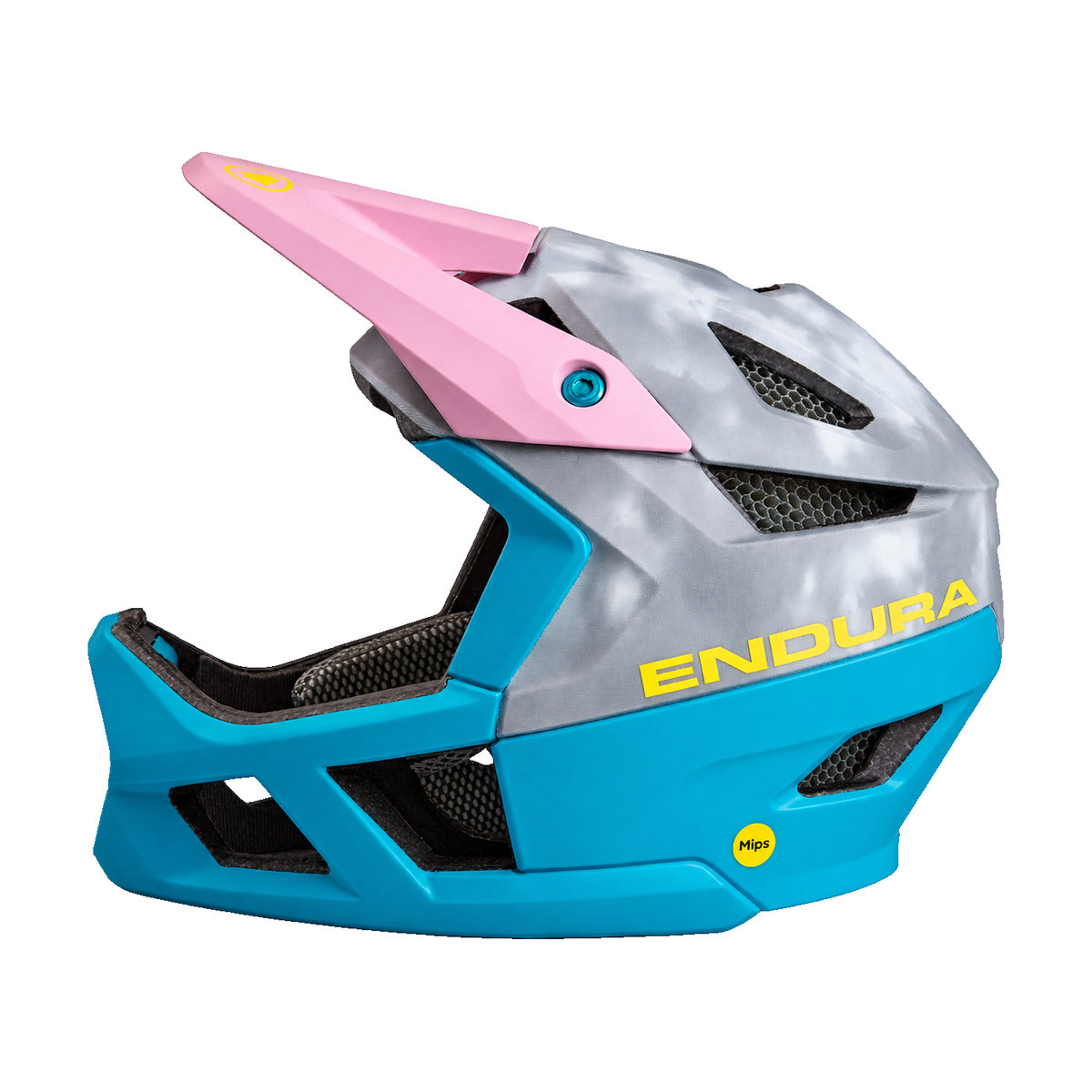 Casco integral de MTB ENDURA MT500 MIPS gris/azul 2026 — vista de tres cuartos sobre fondo blanco