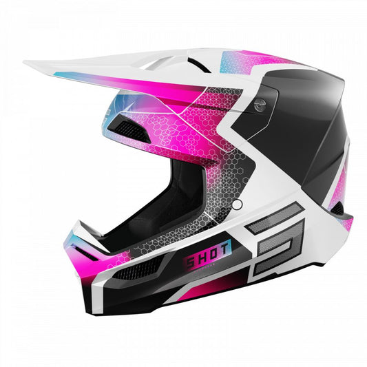 Casco BMX SHOT RACE Phaser Black Blue Pink Pearly