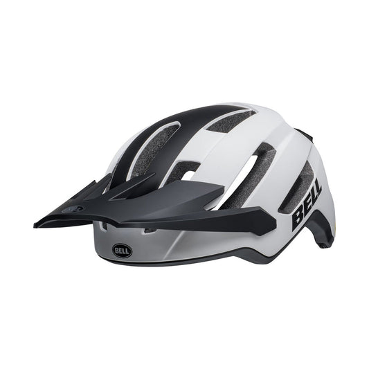 Casco de MTB BELL 4FORTY AIR MIPS blanco/negro mate — vista orientada hacia la izquierda