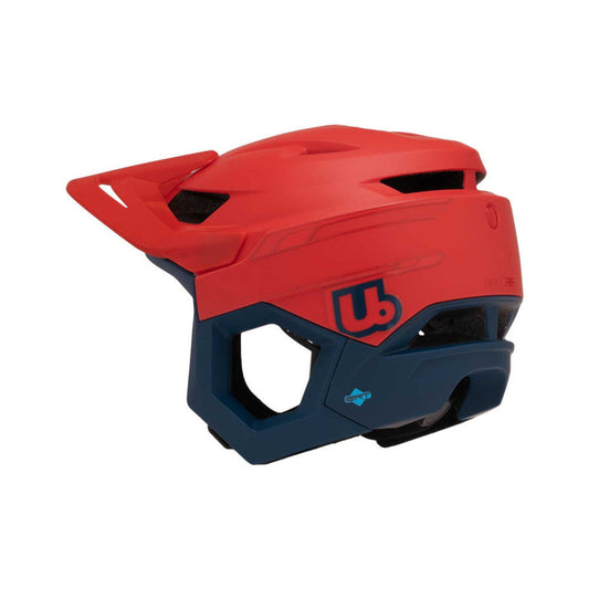 Casco de MTB URGE RASCAS Neon Rush rojo/azul — vista orientada hacia la izquierda