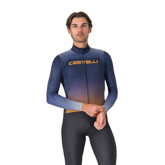 Maillot CASTELLLI APICE THERMAL de manga larga azul/naranja