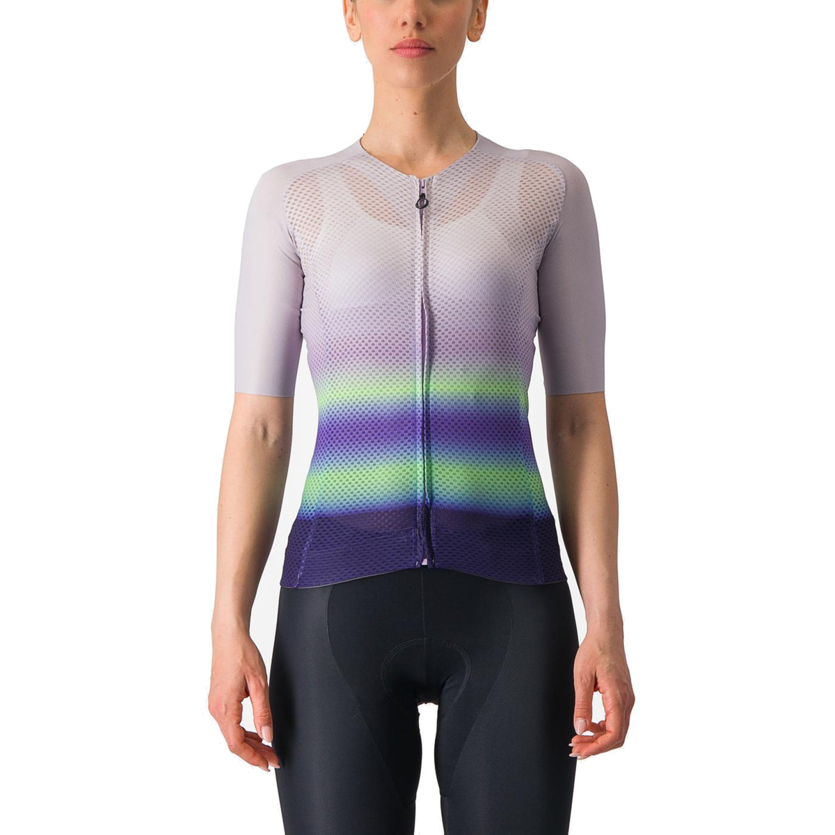Maillot CASTELLI CLIMBER'S 4.0 W de mujer de manga corta violeta/verde