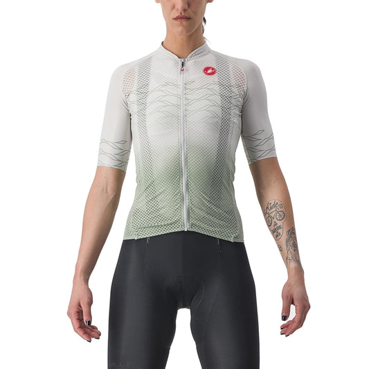 Maillot CASTELLI CLIMBER'S 2.0 W de mujer de manga corta gris/verde