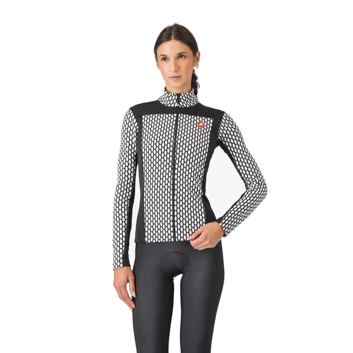 Maillot CASTELLI SFIDA 2 de mujer de manga larga negro/blanco