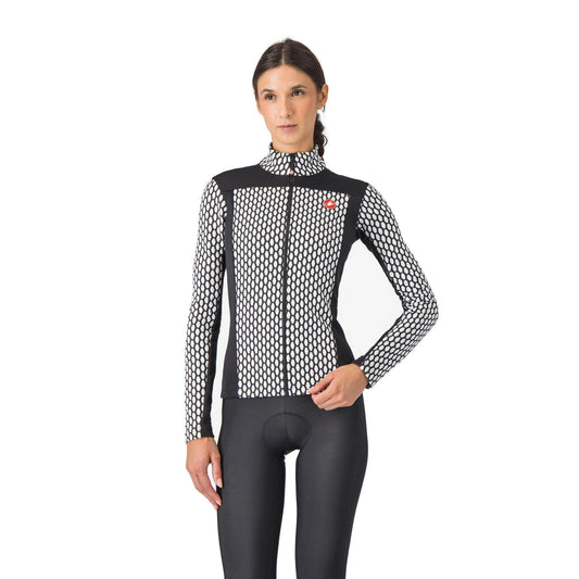 Maillot CASTELLI SFIDA 2 de mujer de manga larga negro/blanco
