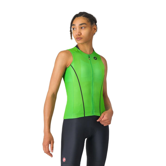 Maillot CASTELLI ANIMA FLOW de mujer sin mangas verde