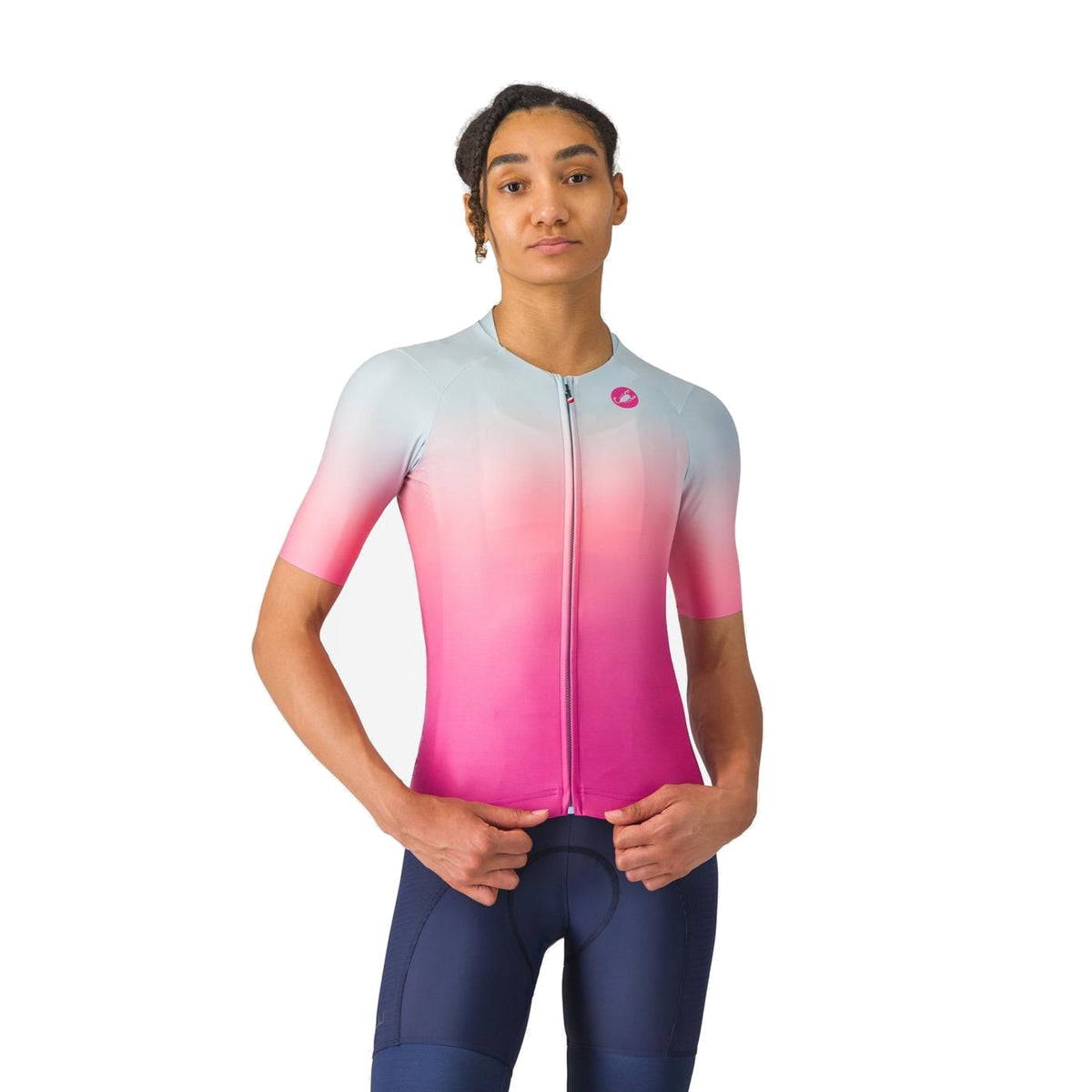 Maillot CASTELLI UPF de mujer de manga corta rosa