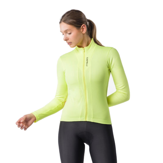 Maillot de ciclismo CASTELLI SINERGIA 3 FZ de manga larga para mujer, amarillo