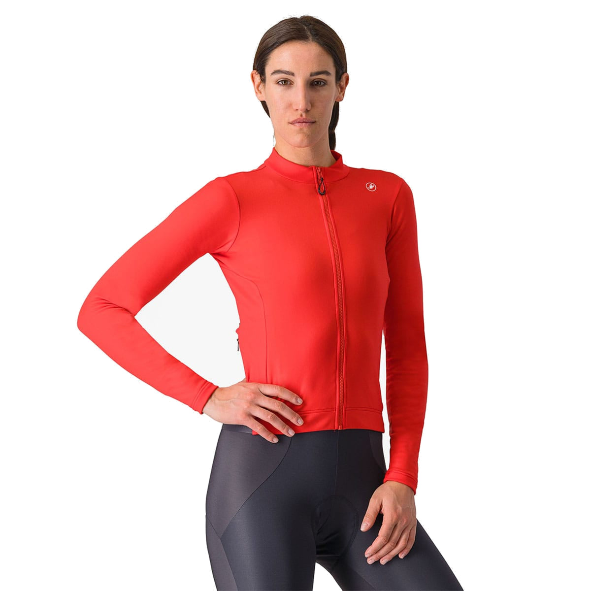 Maillot CASTELLI ESPRESSO THERMAL de mujer, de manga larga, color hibisco