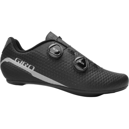 Zapatillas de ciclismo de carretera GIRO REGIME negras — perfil exterior sobre fondo blanco