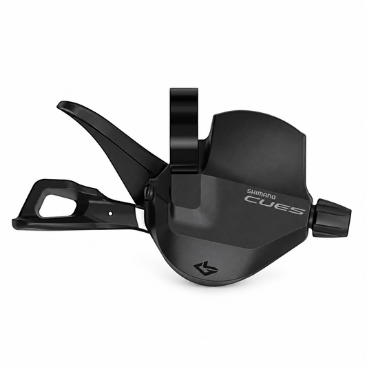 Mando de cambio derecho SHIMANO CUES 9V SL-U4010-R Linkglide con indicador — vista del producto sobre fondo blanco