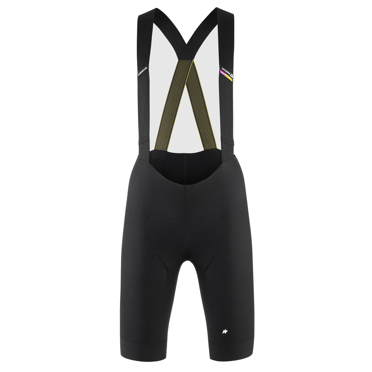 Culote corto con tirantes ASSOS DYORA R SPRING FALL de mujer negro — fondo blanco, 2000 x 2000