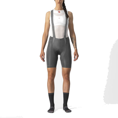 Culote corto con tirantes CASTELLI FREE AERO RC W de mujer gris — fondo blanco, 2000 x 2000