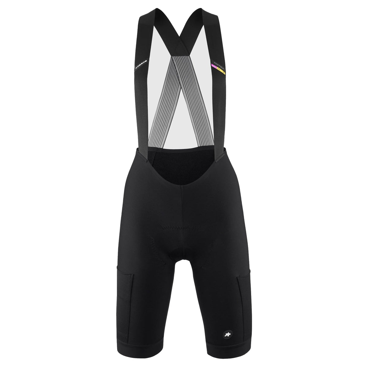 Culote corto con tirantes ASSOS TACTICA SPRING FALL T5 de mujer negro — fondo blanco, 2000 x 2000