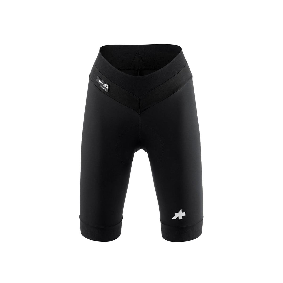 Culote corto ASSOS UMA GT HALF S11 LONG para mujer, negro — fondo blanco, 2000 x 2000