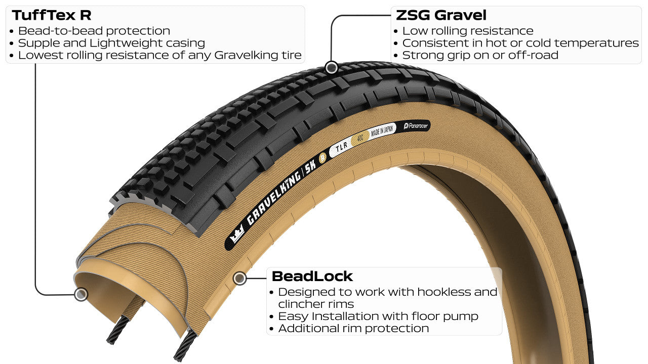 Neumático PANARACER GRAVELKING SK R TLR 700x35c Tubeless Ready Beige