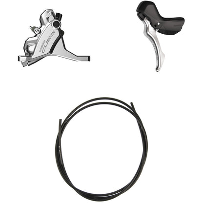 Maneta Izquierda y Pinza Delantera SHIMANO CUES U6030 Mono Flatmount Sin Disco - Edición Polish Silver
