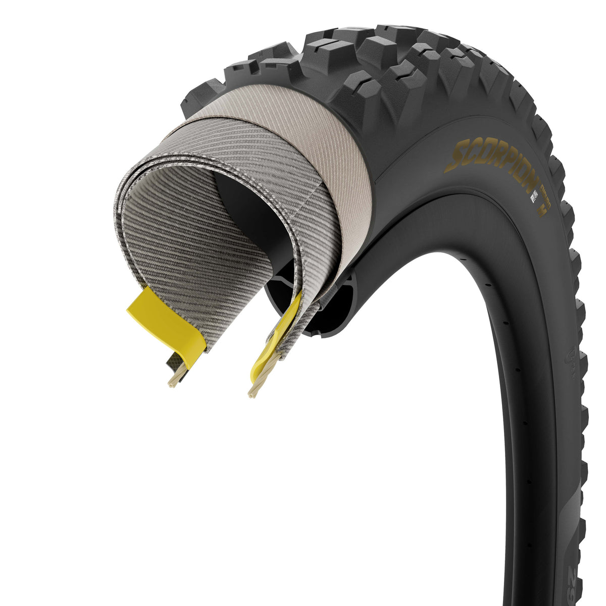 Cubierta PIRELLI SCORPION ENDURO M COLOUR EDITION 29x2.40 HardWall Tubeless Ready plegable negro/dorado