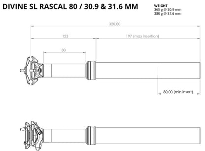 Tija de Sillín Telescópica BIKEYOKE DIVINE SL RASCAL