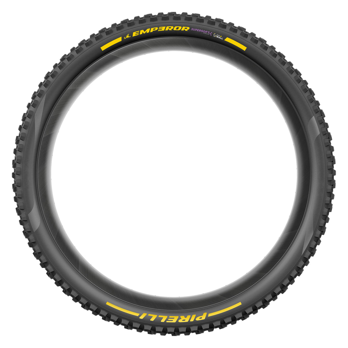 Cubierta PIRELLI SCORPION EMPEROR 27.5x2.40 Supersoft DH+Wall Tubeless Ready de aro flexible negro/amarillo Team Edition