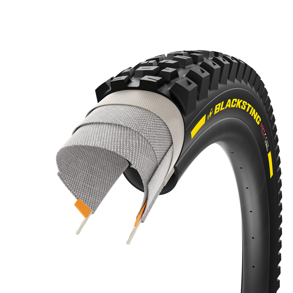 Neumático PIRELLI SCORPION BLACK STING 27.5x2.40 Soft DH+Wall Tubeless Ready plegable negro/amarillo Edición Equipo