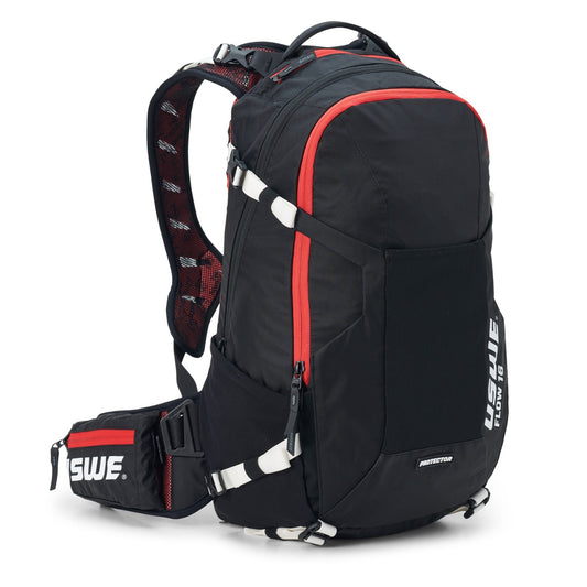 Mochila USWE FLOW 16 L con protección dorsal integrada Negro/Rojo