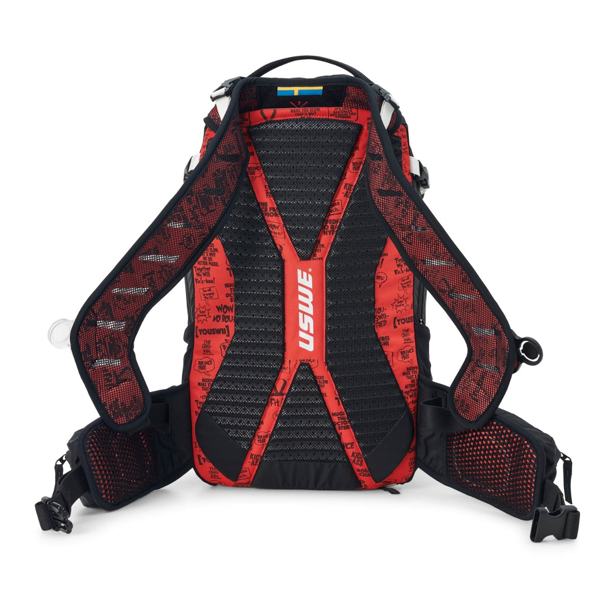 Mochila USWE FLOW 16 L con protección dorsal integrada Negro/Rojo