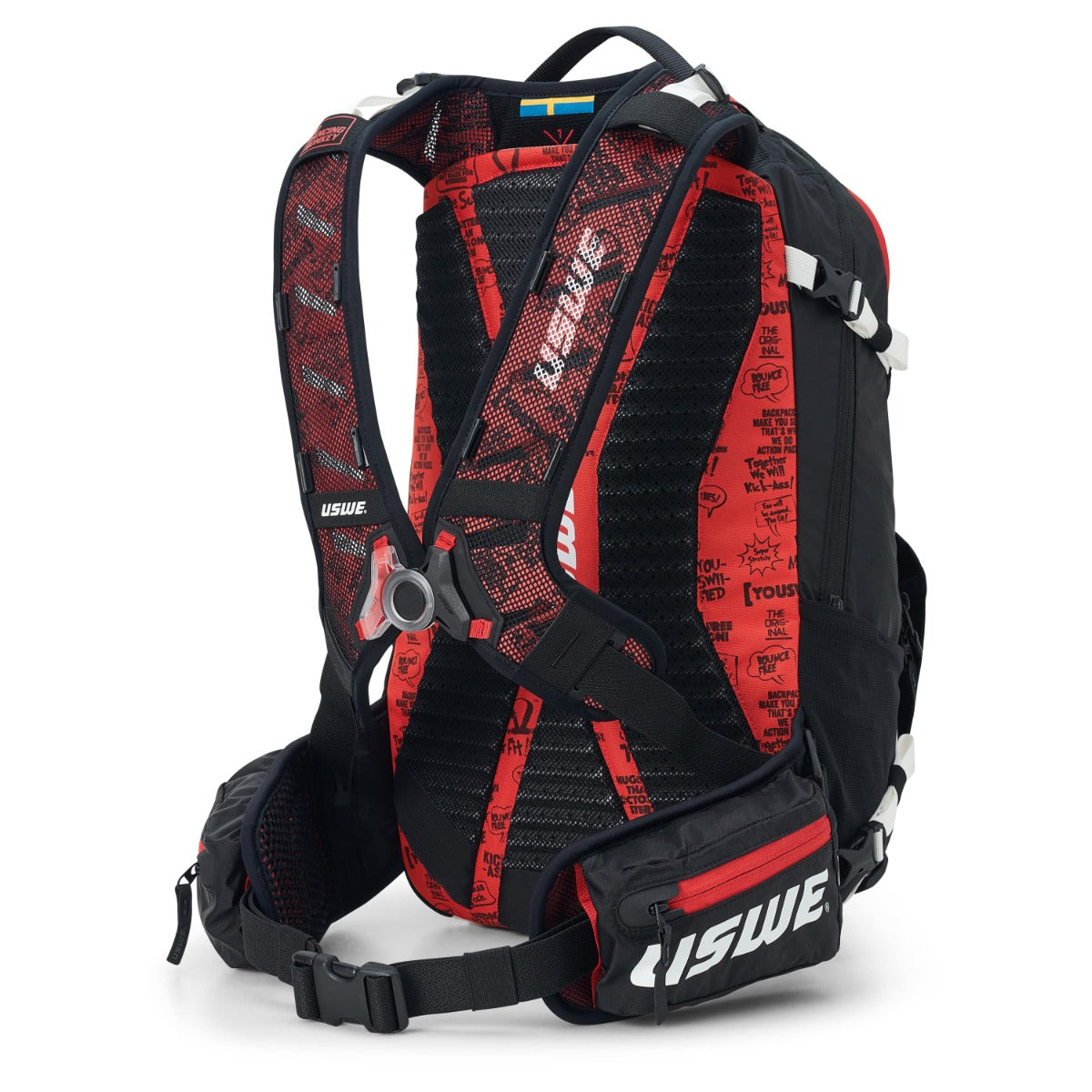 Mochila USWE FLOW 16 L con protección dorsal integrada Negro/Rojo