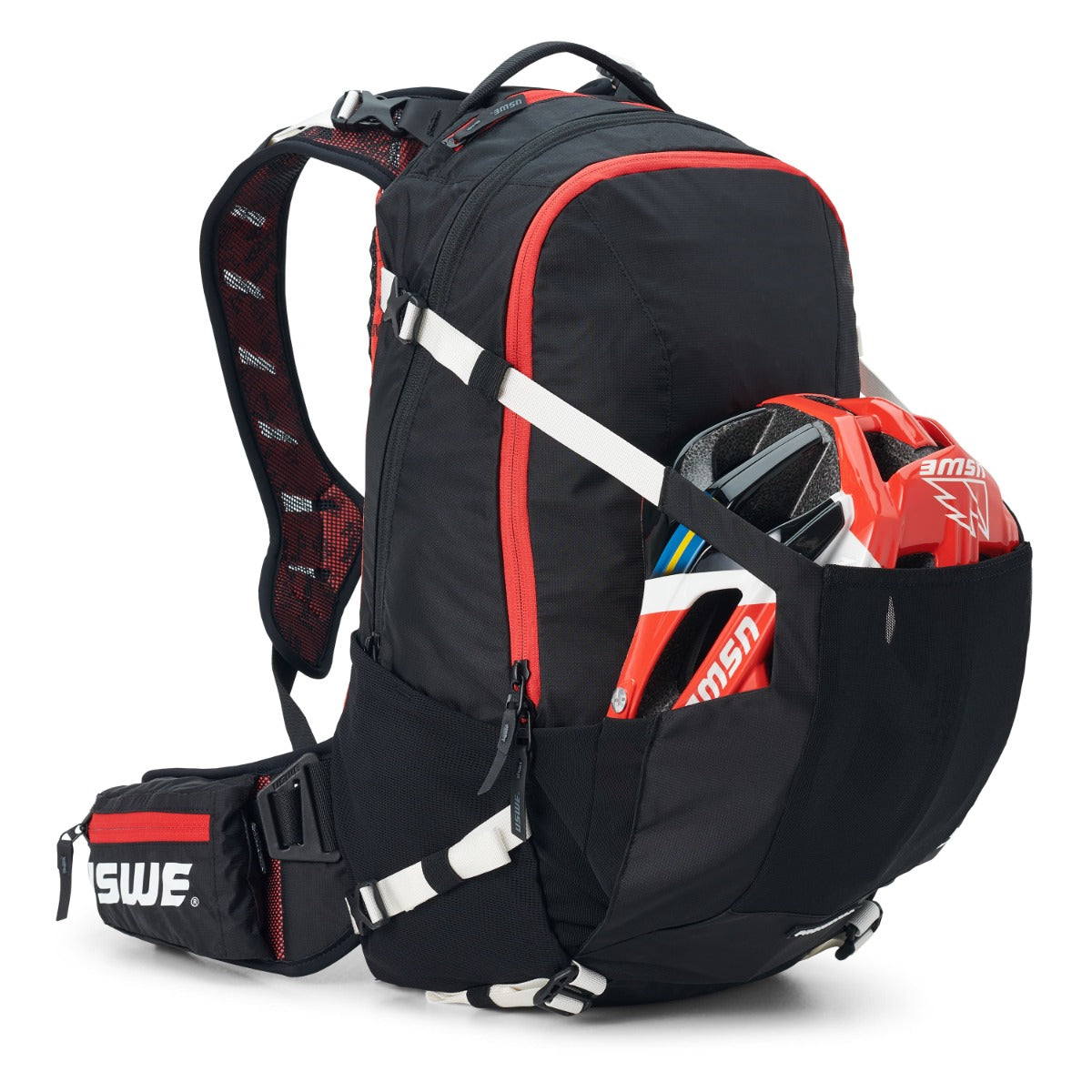 Mochila USWE FLOW 16 L con protección dorsal integrada Negro/Rojo