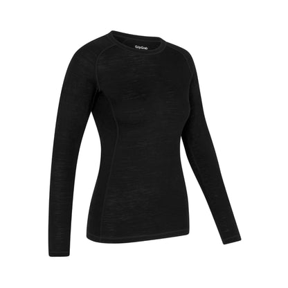 Camiseta interior térmica de manga larga para mujer GRIPGRAB MEZCLA DE MERINO negra