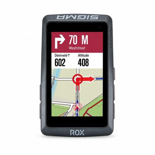 Ciclocomputador GPS SIGMA ROX 12.1 EVO Basic negro — vista frontal sobre fondo blanco