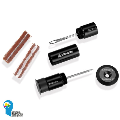 Kit de Reparación Tubeless Integrado en el Manillar GRANITE DESIGN CNC + 4 Mechas Negro