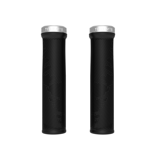 Grips Title MTB FORM Lock-On XL Negro con collarín cromado - par vista frontal