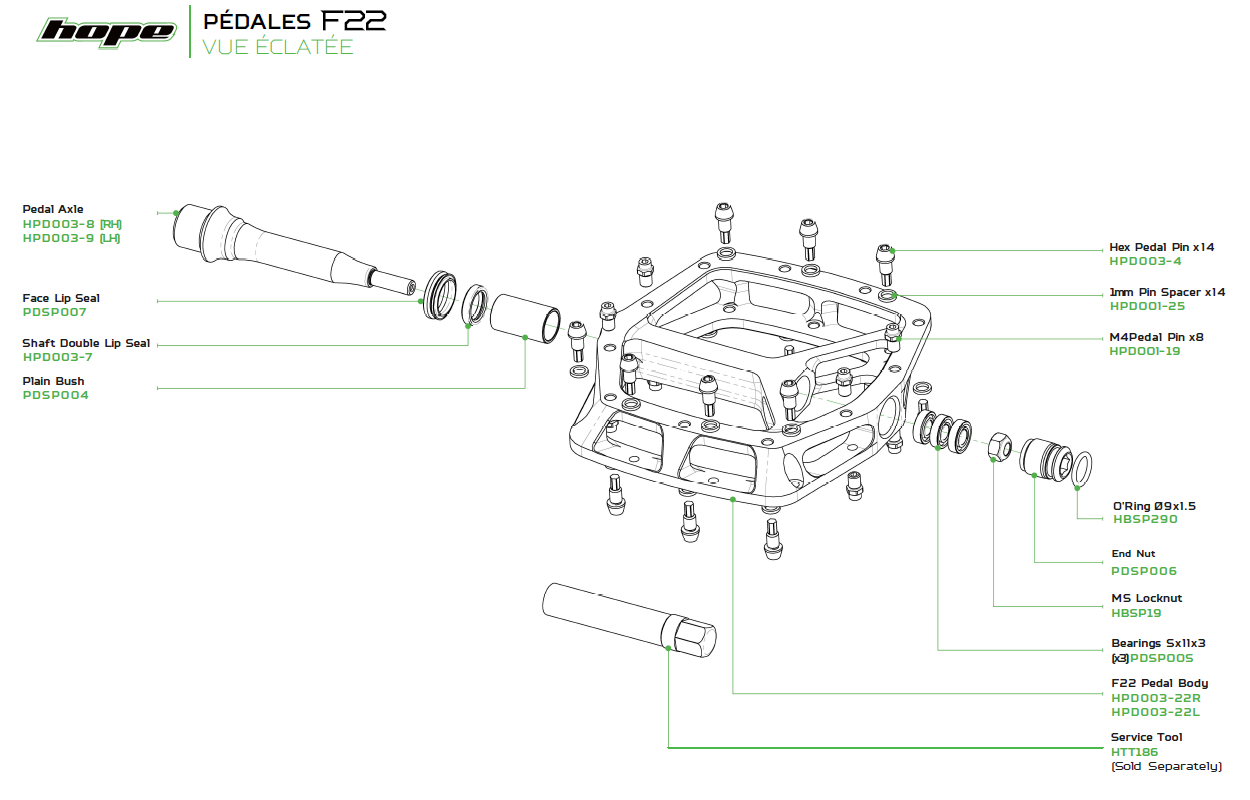 Pedales planos HOPE F22 Azul
