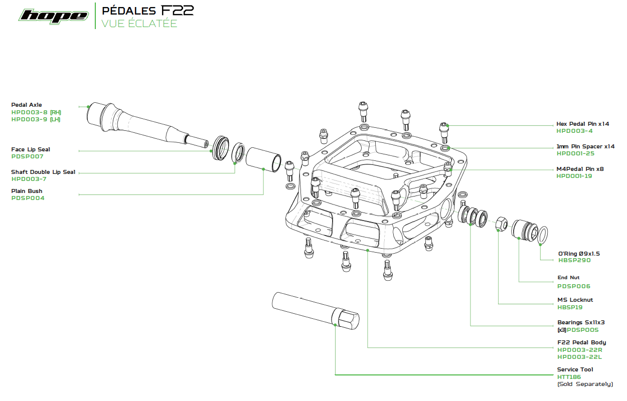 Pedales planos HOPE F22 Silver