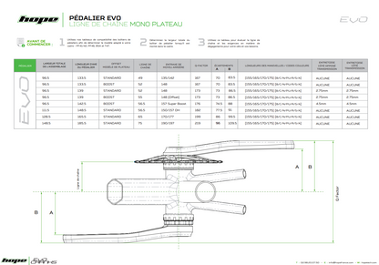 Manivelas HOPE EVO Pedalier 68/73mm Negro