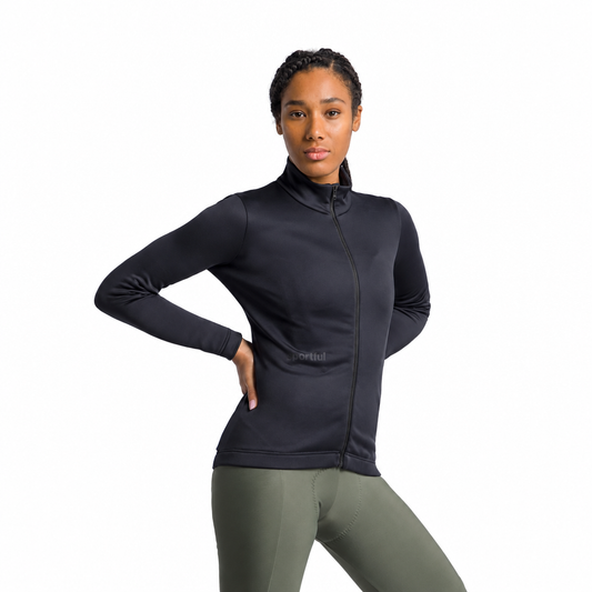 Chaqueta SPORTFUL CLASSIC 2 para mujer en negro, vista frontal sobre fondo blanco
