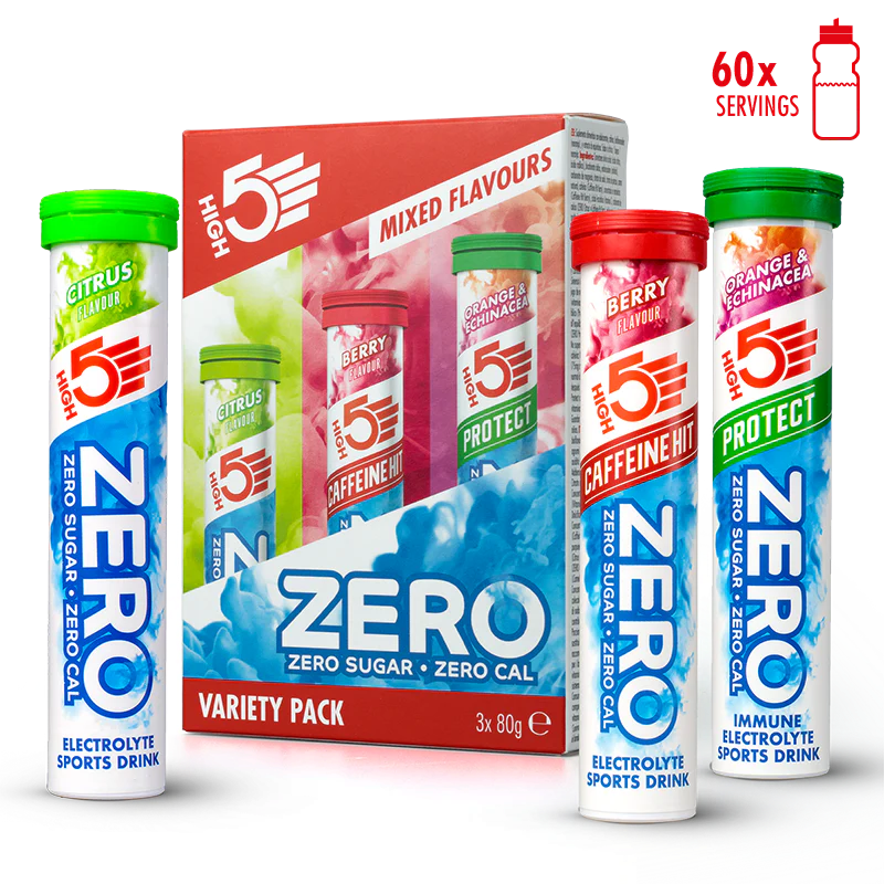 3x20 Envase High5 ZERO VARIETY PACK Pastillas Frutos Rojos Cafeína/Limón/Naranja