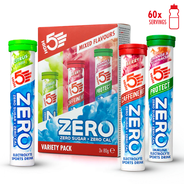 3x20 Envase High5 ZERO VARIETY PACK Pastillas Frutos Rojos Cafeína/Limón/Naranja