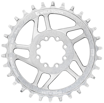Plato Mono WOLF TOOTH DROP-STOP B DM 8 Tornillos Sram Eagle Boost Offset 0mm Raw Silver