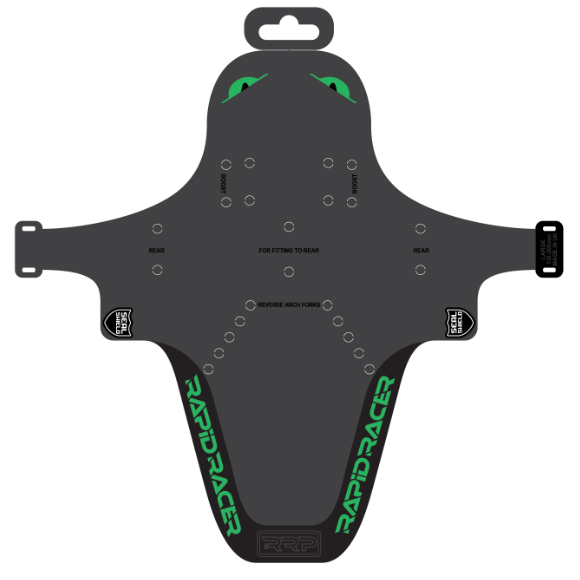 RRP EnduroGuard Guardabarros estándar (horquillas de 80 a 120 mm) Negro/Verde fluorescente