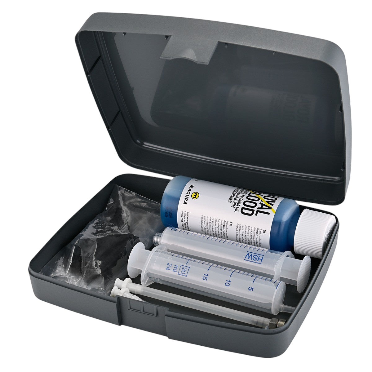 Kit de purga MAGURA CORE (con aceite mineral) para frenos hidráulicos.