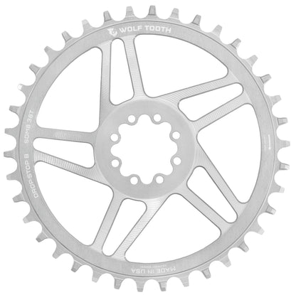 Plato Mono WOLF TOOTH DROP-STOP B GRAVEL DM 8 Tornillos Sram Raw Silver